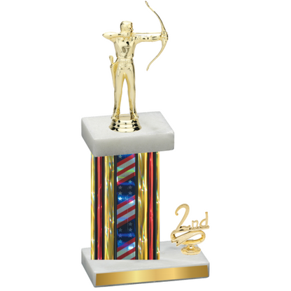 Accented Single Flag USA Second Place Archery Trophy
