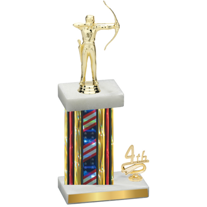 Accented Single Flag USA Fourth Place Archery Trophy