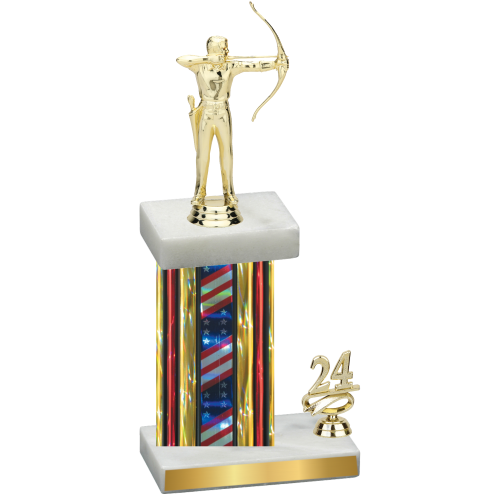 Accented Single Flag USA Year Archery Trophy