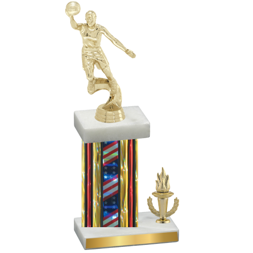 Accented Single Flag USA Victory Basketball Trophy