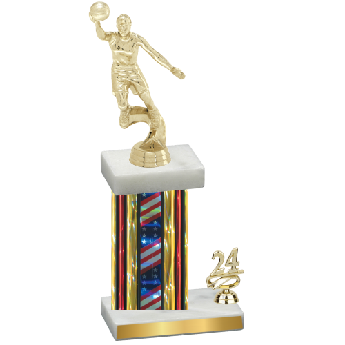 Accented Single Flag USA Year Basketball Trophy