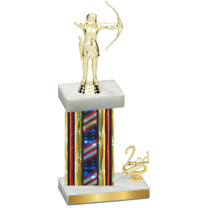 Accented Single Flag USA Second Place Archery Trophy