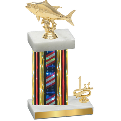 Accented Single Flag USA First Place Fishing Trophy