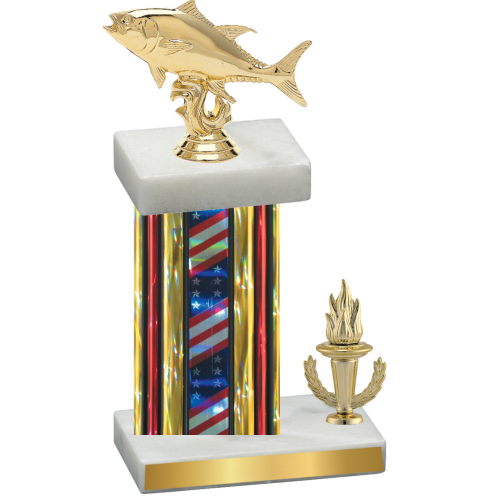 Accented Single Flag USA Victory Fishing Trophy