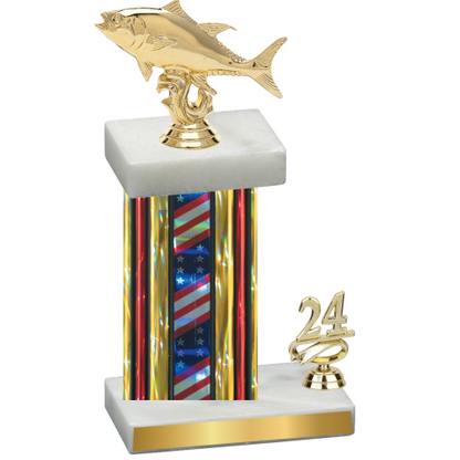 Accented Single Flag USA Year Fishing Trophy