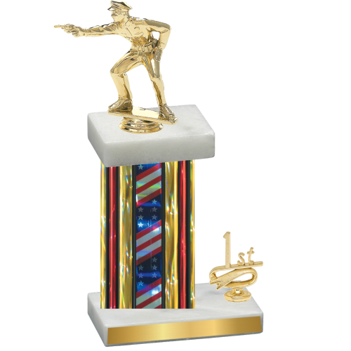 Accented Single Flag USA First Place Shooter Trophy