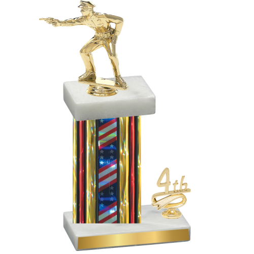 Accented Single Flag USA Fourth Place Shooter Trophy