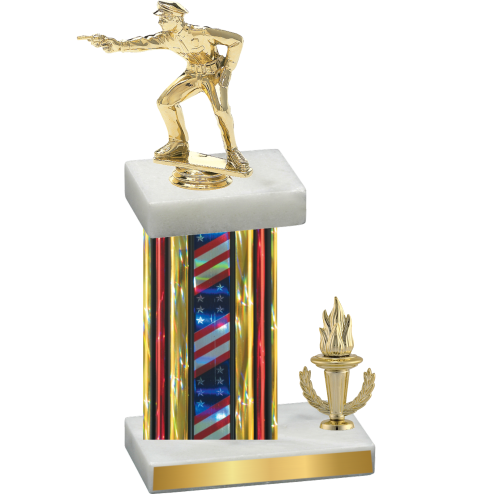 Accented Single Flag USA Victory Shooter Trophy