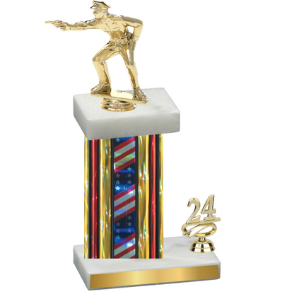 Accented Single Flag USA Year Shooter Trophy