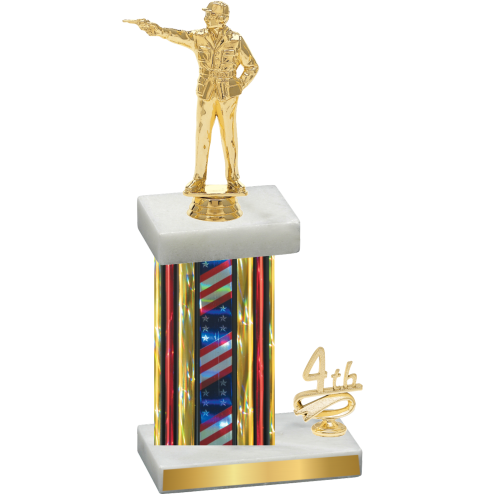 Accented Single Flag USA Fourth Place Shooter Trophy