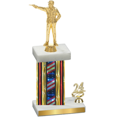 Accented Single Flag USA Year Shooter Trophy