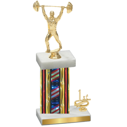 Accented Single Flag USA First Place Weights Trophy