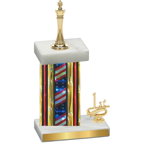 Accented Single Flag USA First Place Chess Trophy