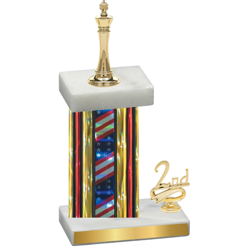 Accented Single Flag USA Second Place Chess Trophy