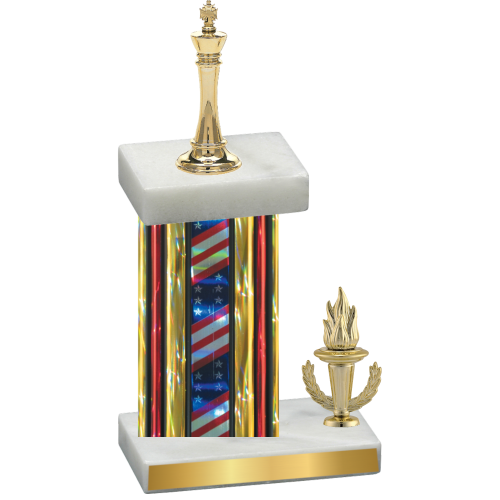 Accented Single Flag USA Victory Chess Trophy