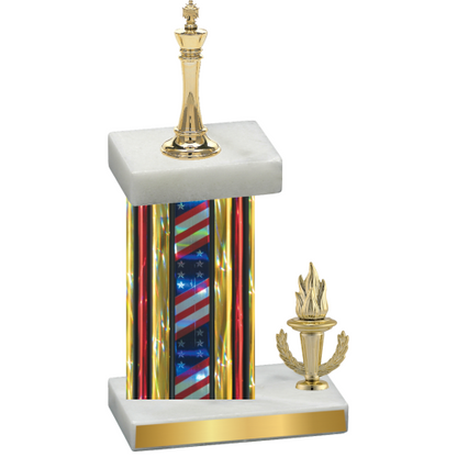 Accented Single Flag USA Victory Chess Trophy