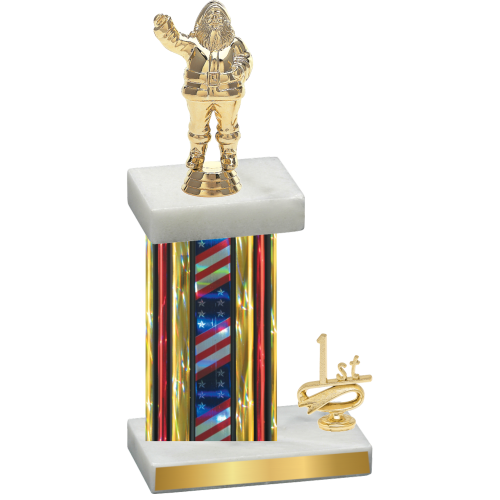 Accented Single Flag USA First Place Holiday Trophy