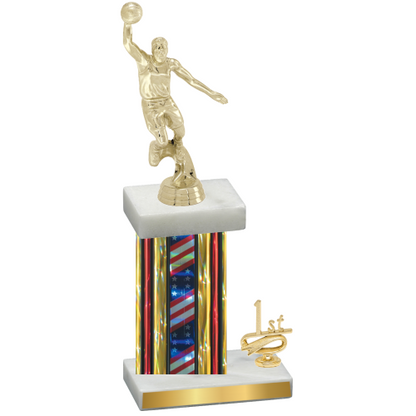 Accented Single Flag USA First Place Basketball Trophy