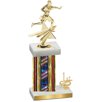 Accented Single Flag USA First Place Flag Football Trophy