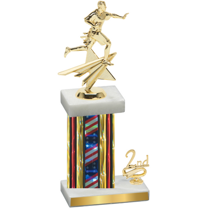 Accented Single Flag USA Second Place Flag Football Trophy