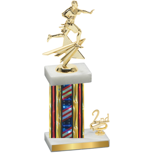 Accented Single Flag USA Second Place Flag Football Trophy