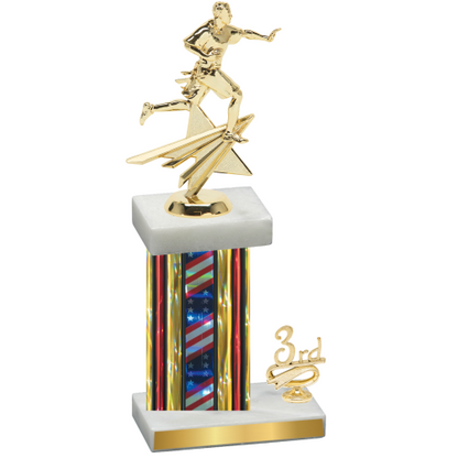 Accented Single Flag USA Third Place Flag Football Trophy