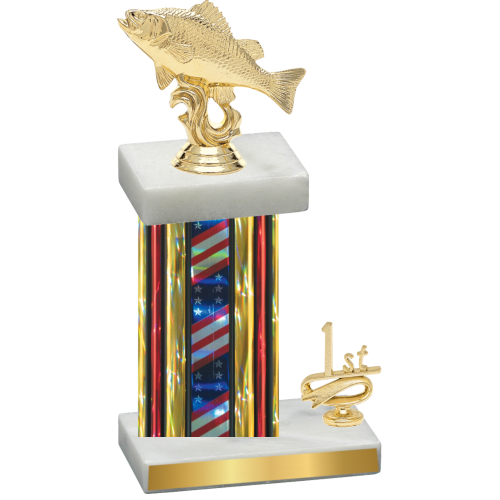 Accented Single Flag USA First Place Fishing Trophy