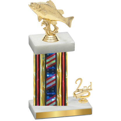 Accented Single Flag USA Second Place Fishing Trophy