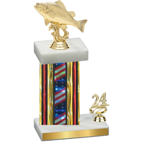 Accented Single Flag USA Year Fishing Trophy