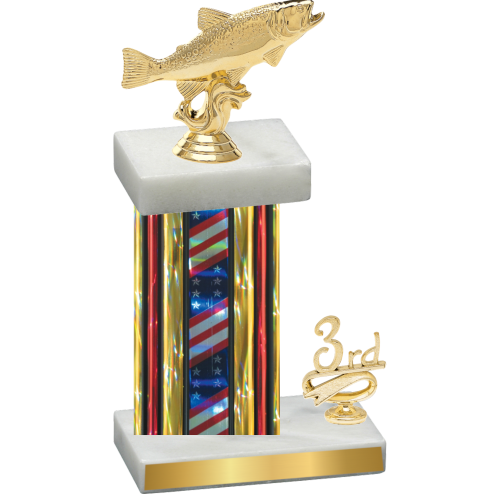 Accented Single Flag USA Third Place Fishing Trophy