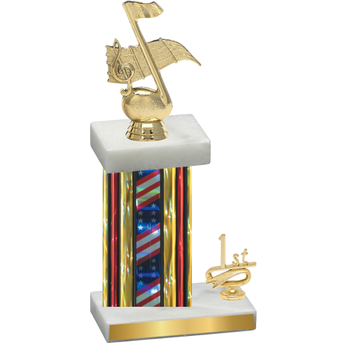 Accented Single Flag USA First Place Music Trophy