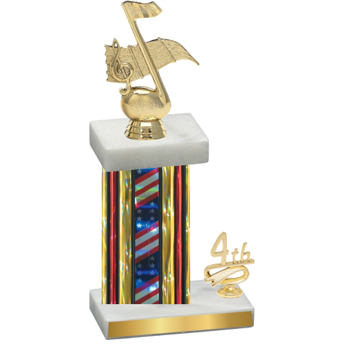 Accented Single Flag USA Fourth Place Music Trophy