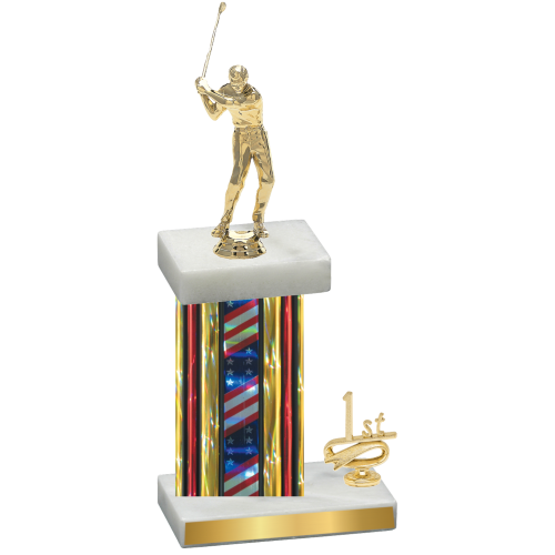 Accented Single Flag USA First Place Golf Trophy