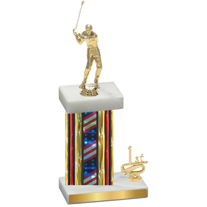 Accented Single Flag USA First Place Golf Trophy