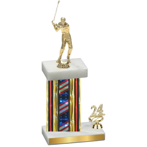 Accented Single Flag USA Year Golf Trophy