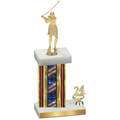 Accented Single Flag USA Year Golf Trophy