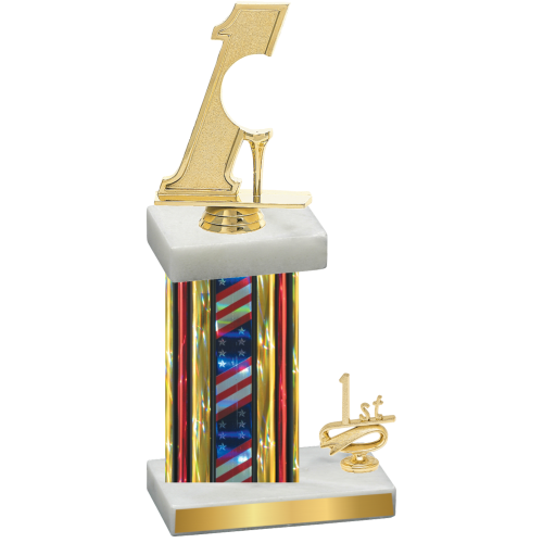 Accented Single Flag USA First Place Golf Trophy