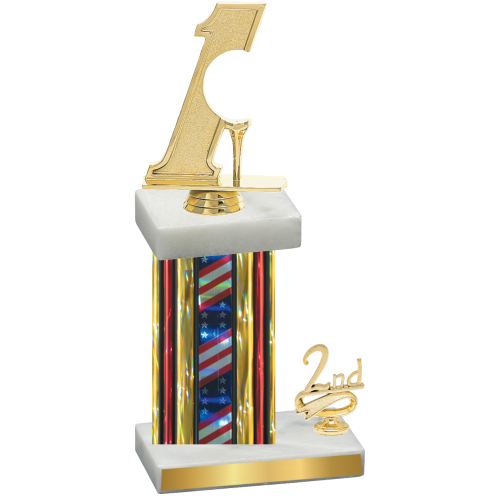 Accented Single Flag USA Second Place Golf Trophy