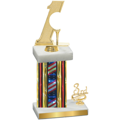 Accented Single Flag USA Third Place Golf Trophy