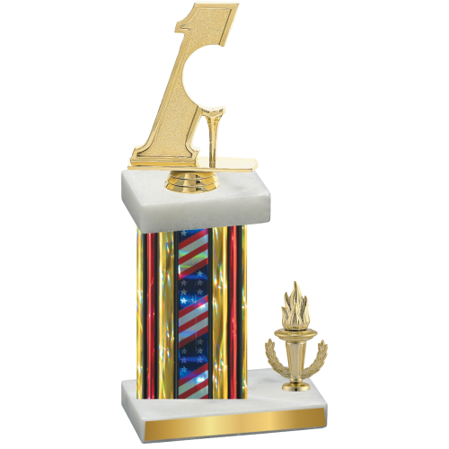 Accented Single Flag USA Victory Golf Trophy