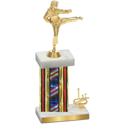 Accented Single Flag USA First Place Karate Trophy