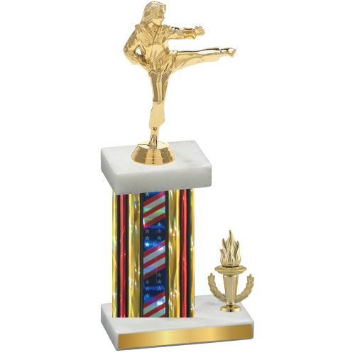 Accented Single Flag USA Victory Karate Trophy