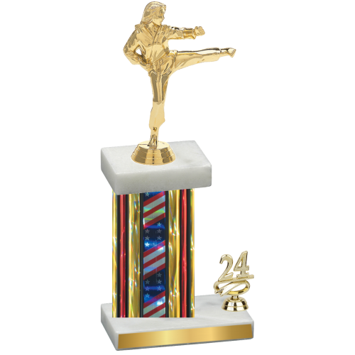 Accented Single Flag USA Year Karate Trophy