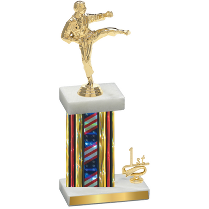 Accented Single Flag USA First Place Karate Trophy