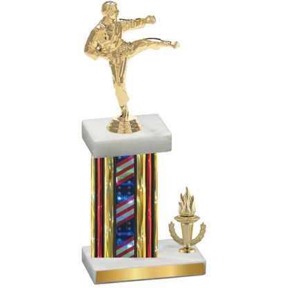 Accented Single Flag USA Victory Karate Trophy