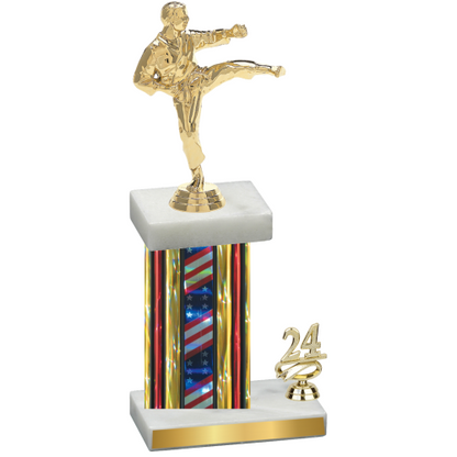 Accented Single Flag USA Year Karate Trophy