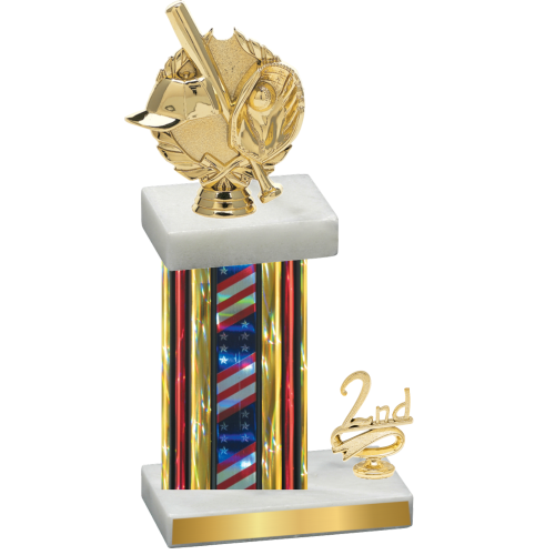 Accented Single Flag USA Second Place Baseball Trophy