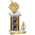 Accented Single Flag USA Victory Baseball Trophy