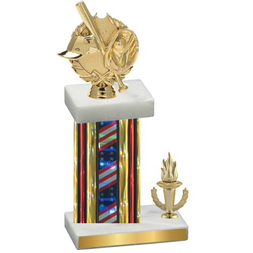 Accented Single Flag USA Victory Baseball Trophy