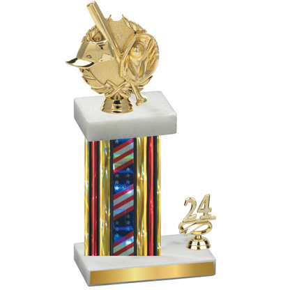 Accented Single Flag USA Year Baseball Trophy